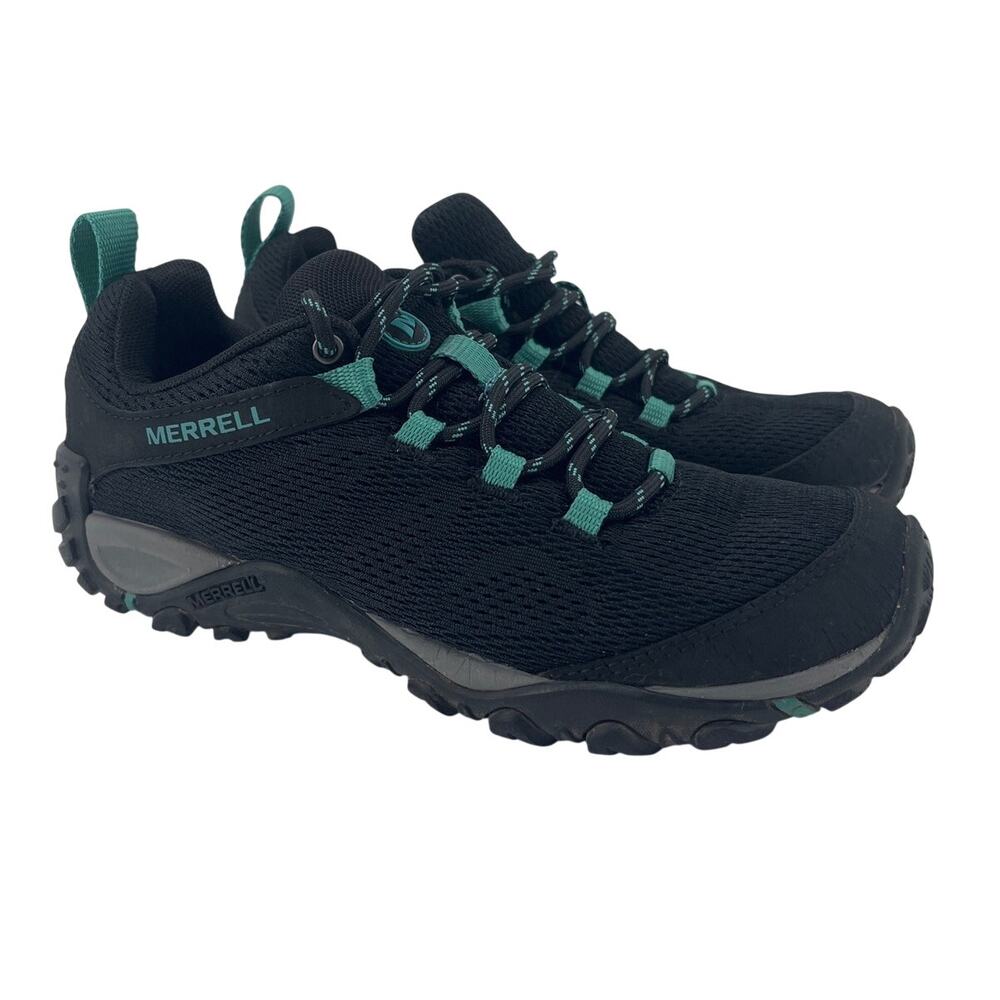 Merrell Yokota 2 E-Mesh Black Teal Athletic Trail Hiking Shoes Women's Size 6.5